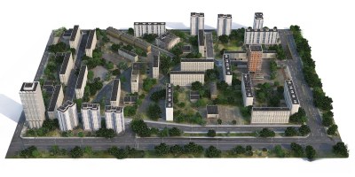 现代城市建筑鸟瞰规划3D模型下载